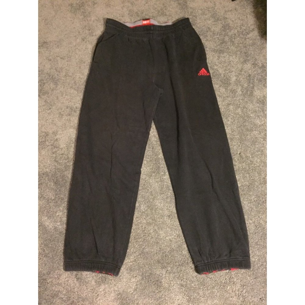 Adidas Basketball Jogger Sweatpants Adult Size Large Black Red Casual Athleisure
